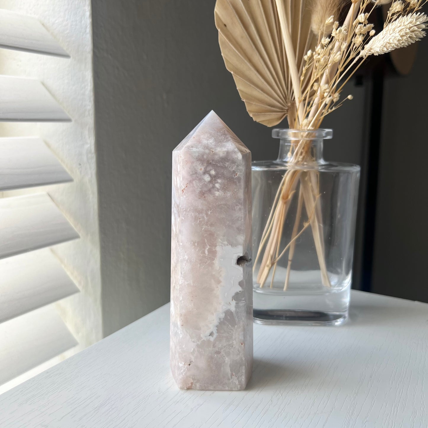 PINK AMETHYST FLOWER AGATE TOWER