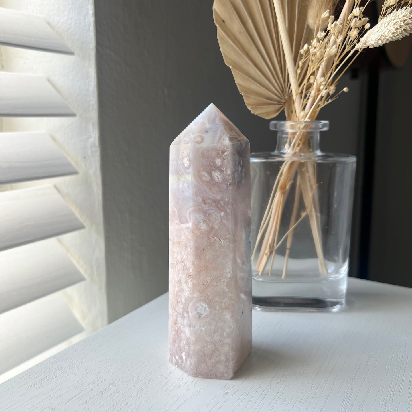 PINK AMETHYST FLOWER AGATE TOWER