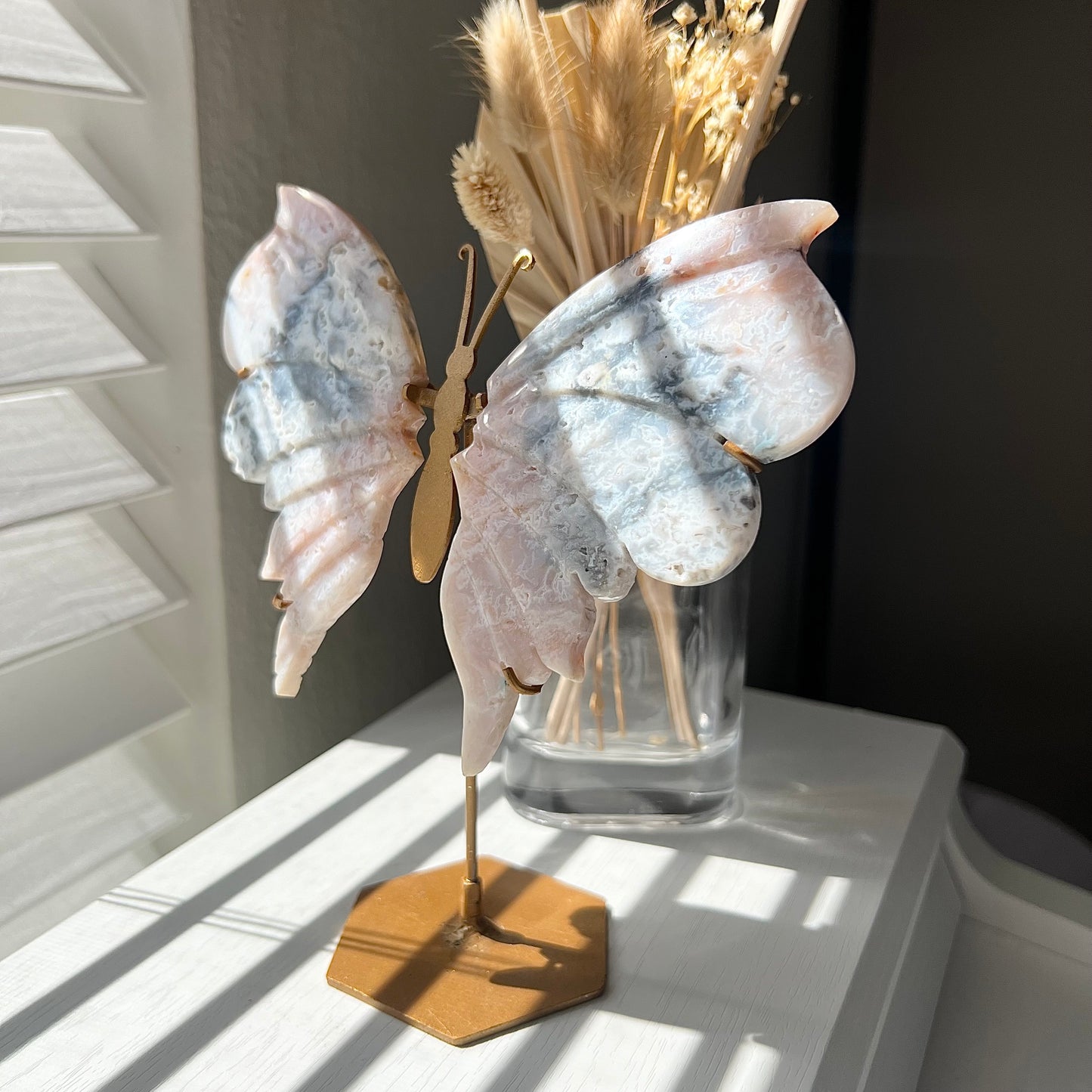 PLUME AGATE BUTTERFLY WINGS ON STAND