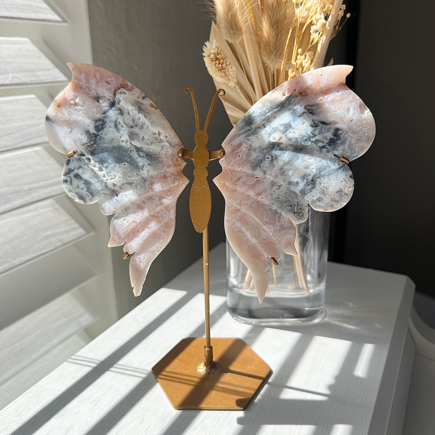 PLUME AGATE BUTTERFLY WINGS ON STAND