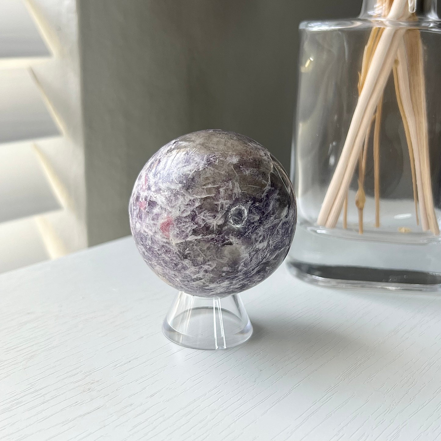 LEPIDOLITE SPHERE - PINK TOURMALINE INCLUSION