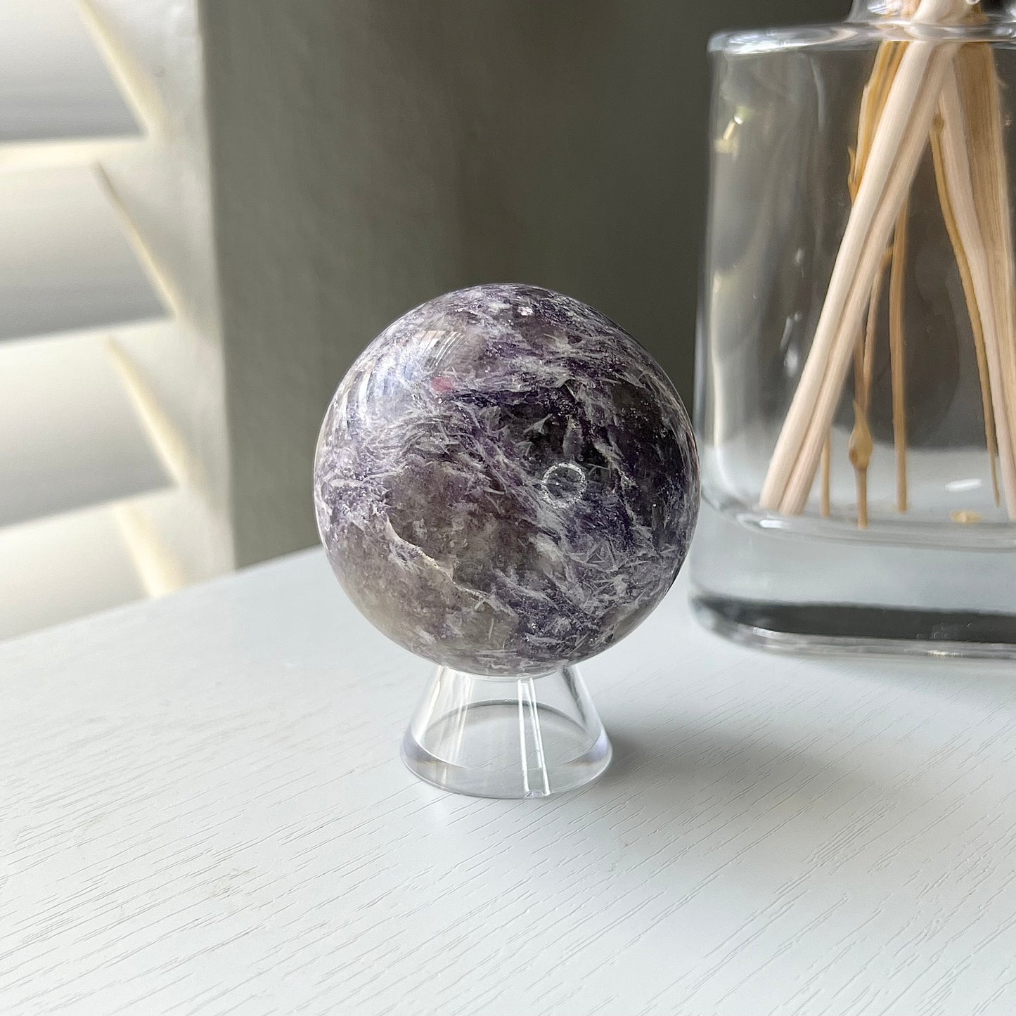 LEPIDOLITE SPHERE - PINK TOURMALINE INCLUSION