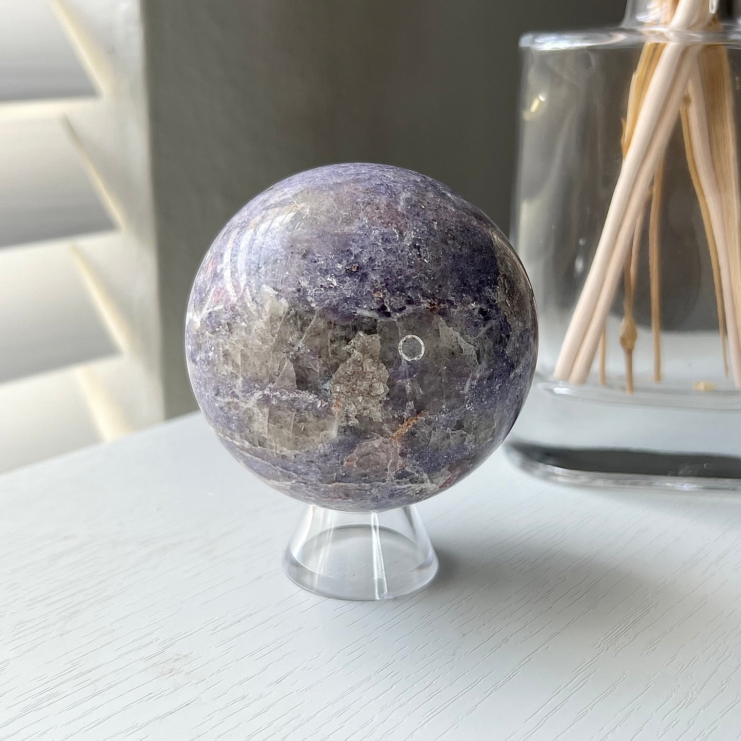 LEPIDOLITE SPHERE - PINK TOURMALINE INCLUSION