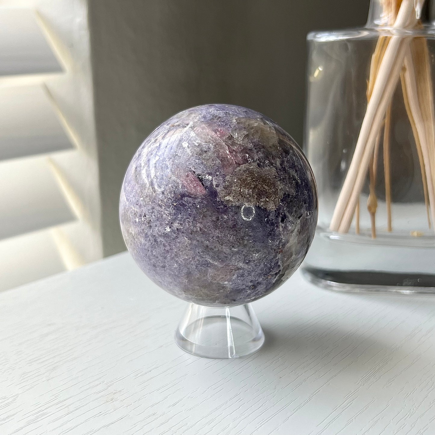 LEPIDOLITE SPHERE - PINK TOURMALINE INCLUSION