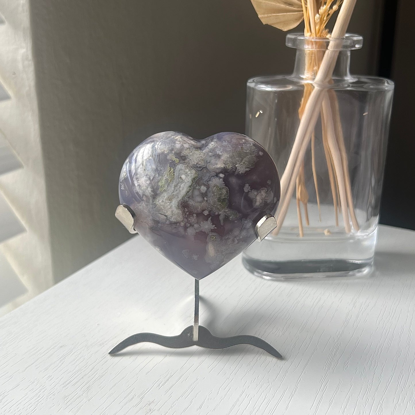 DARK FLOWER AGATE HEART