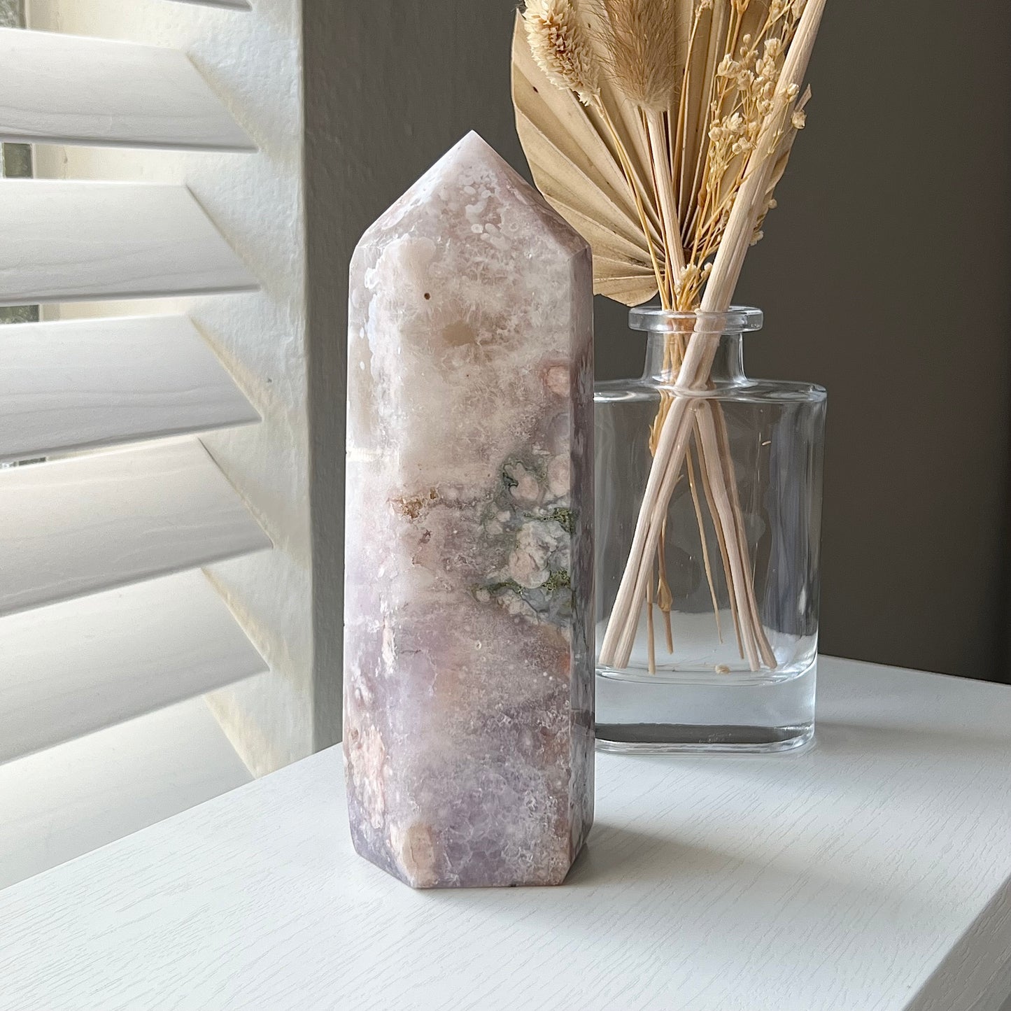 PINK AMETHYST FLOWER AGATE TOWER