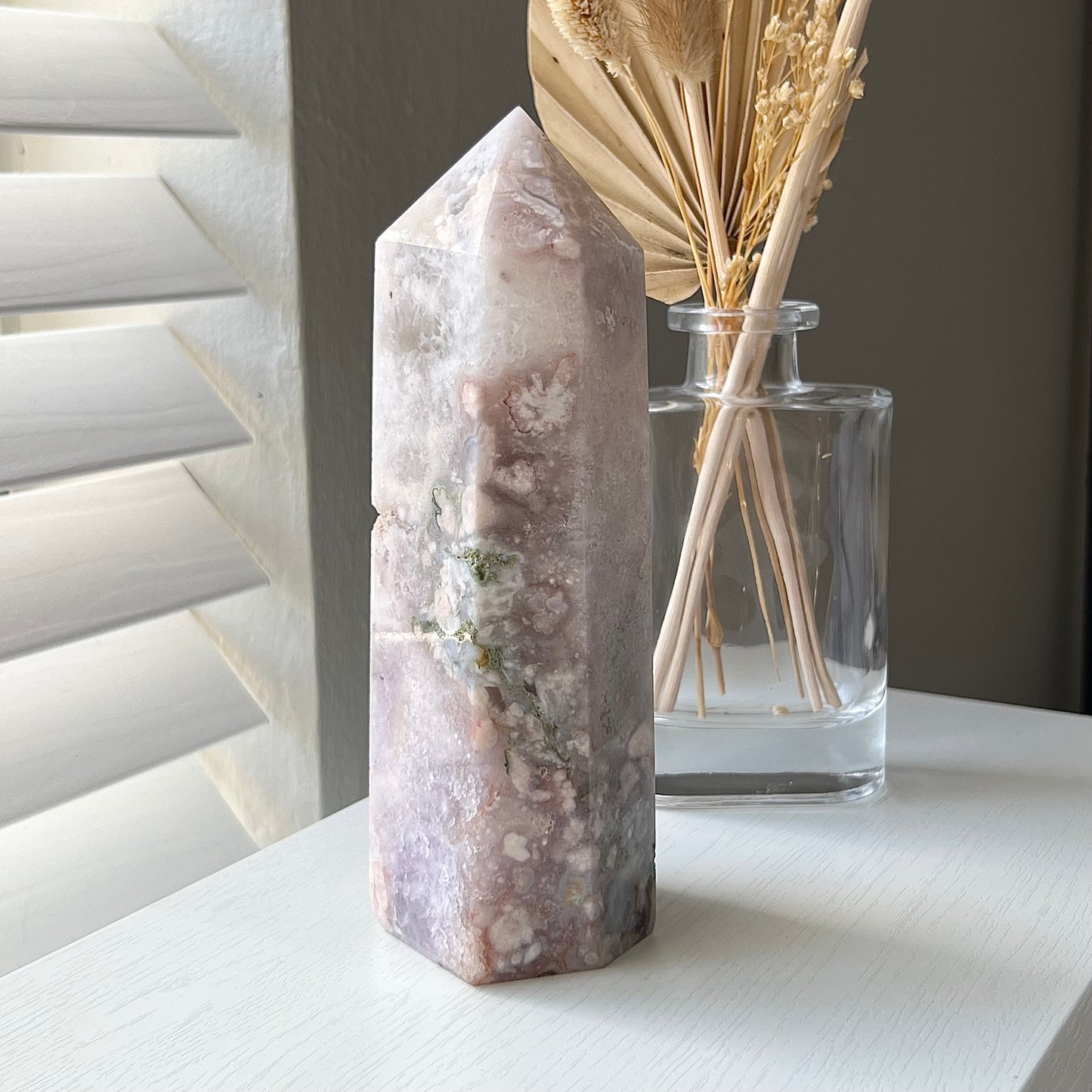 PINK AMETHYST FLOWER AGATE TOWER