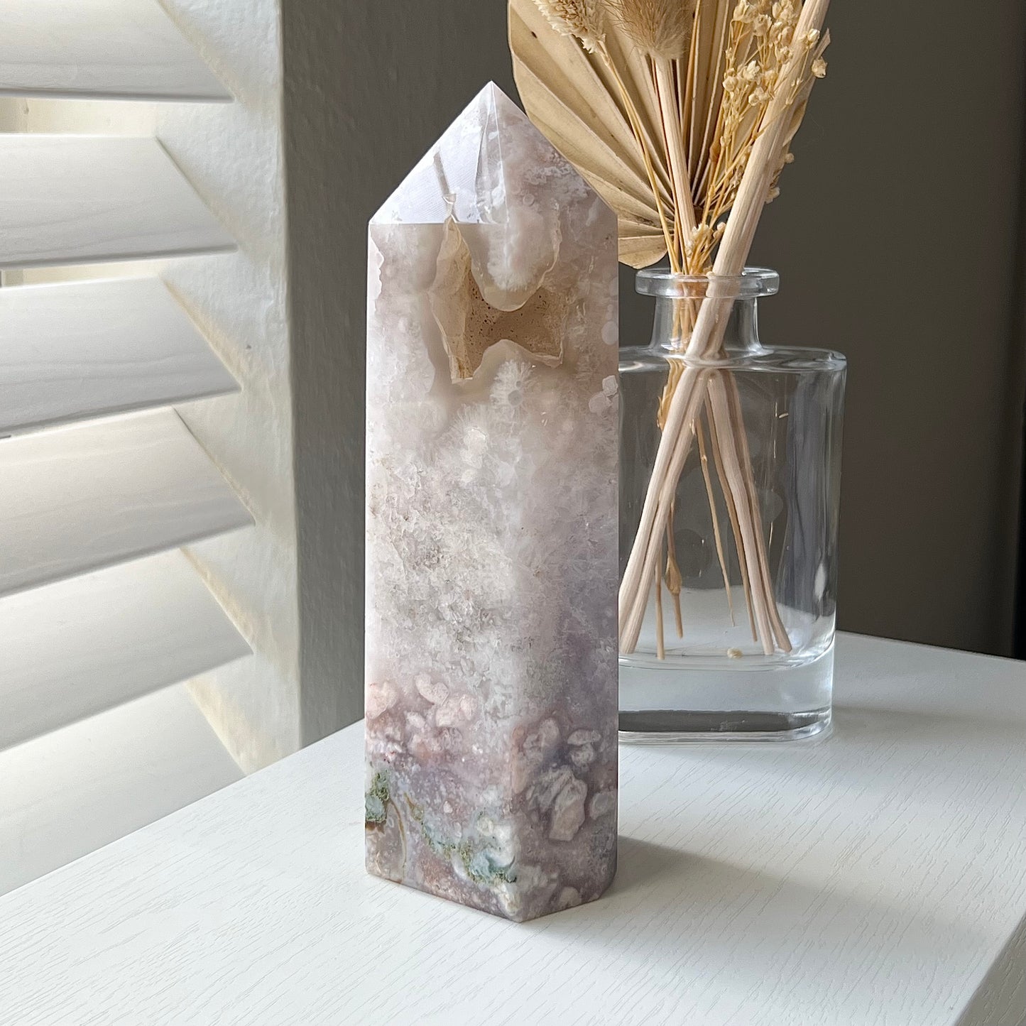 PINK AMETHYST FLOWER AGATE TOWER